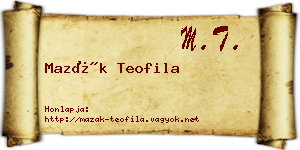 Mazák Teofila névjegykártya